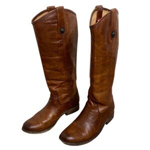 FRYE Melissa Riding Boots Size 6.5 Distressed Cognac Brown